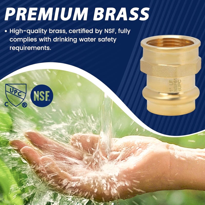 Abbiemo 5PCS 1 inch Propress x 1 inch NPT Female Adapter Pressure Copper Fitting ProPress Connect to Female NPT Pipe Lead-Free - Image 3